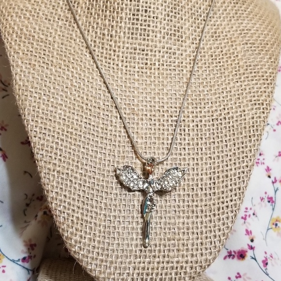 Silver Crystal Angel Necklace - Picture 4 of 7